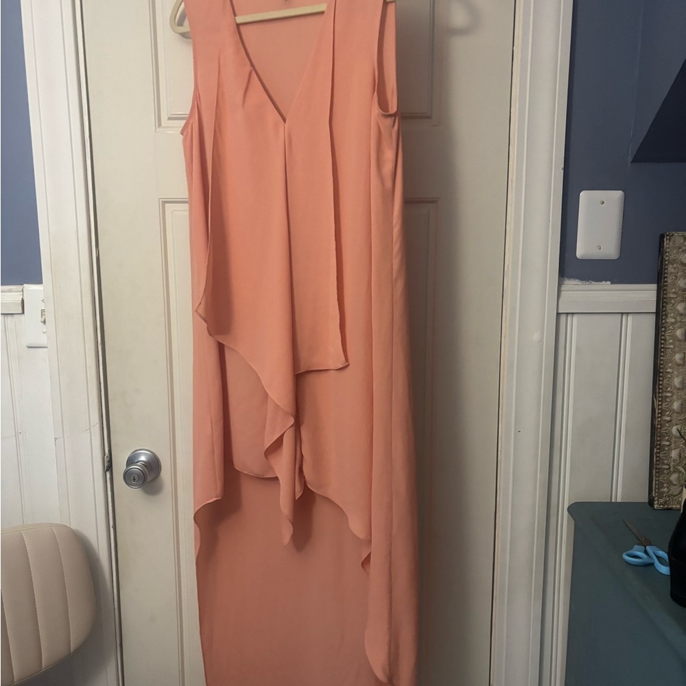 BCBGMaxAzria Orange and Pink Asymmetrical Tiered Cocktail Dress